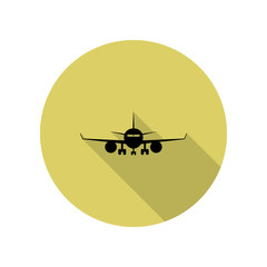 Poster - front of the plane long shadow icon. Simple glyph, flat vector of Airport icons for ui and ux, website or mobile application