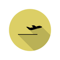 Poster - sign plane takes off long shadow icon. Simple glyph, flat vector of Airport icons for ui and ux, website or mobile application