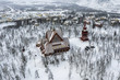 Sweden Kiruna bird view of Wooden church