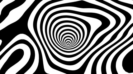 Poster - Hallucination. Optical illusion. Twisted illustration. Abstract futuristic background of stripes. 3D wormhole or tunnel.