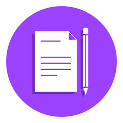 Poster - paper with a pencil badge icon. Simple glyph, flat vector of Finance icons for ui and ux, website or mobile application