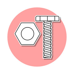 Poster - bolt and nut sticker icon. Simple thin line, outline vector of Home repair tool icons for ui and ux, website or mobile application