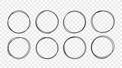 Poster - Vector hand drawn circle line sketch frames set