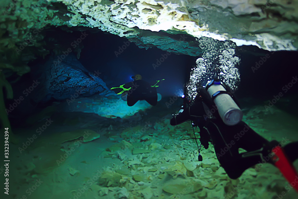 cave technical diving, sport, high risk of accidents, fear of caves