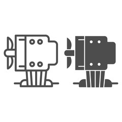 Poster - cpu cooling tower line and solid icon. computer air cooler, fan or ventilator symbol, outline style 