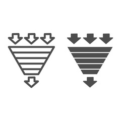 Poster - Bottleneck chart line and solid icon. Consumption pyramid, funnel diagram symbol, outline style pictogram on white background. Benchmarking sign for mobile concept and web design. Vector graphics.