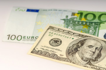 Canvas Print - dollar and euro notes. ,dollar, exchange, currency, cash