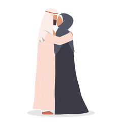 Canvas Print - Modern muslim couple kissing each other. Arabian woman and man