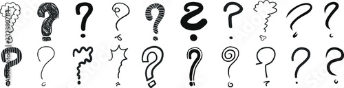 Fotografía question marks interrogation points hand drawn vector illustration