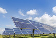 solar cells or photovoltaic cells in solar power plant turn up skyward absorb the sunlight from the sun alternative renewable energy energy efficiency on blue sky 
