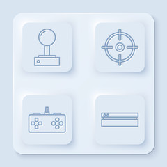 Wall Mural - Set line Joystick for arcade machine, Target sport, Gamepad and Video game console. White square button. Vector