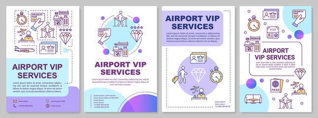 Wall Mural - Airport VIP services brochure template. Luxurious, first class travel lyer, booklet, leaflet print, cover design with linear icons. Vector layouts for magazines, annual reports, advertising posters