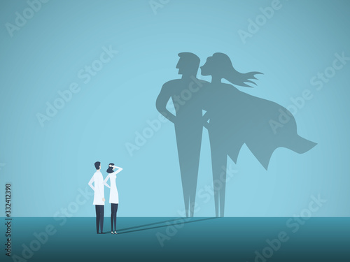 Fotomural Doctors looking at superhero shadow on the wall