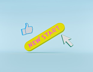 Fototapete - new start concept with cursor and like symbol. minimal design. 3d rendering