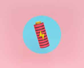 Poster - Battery Charging Icon, symbol or logo. minimal design. 3d rendering