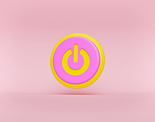 Aufkleber - minimal concept of Power on and off round button icon isolated on pastel pink background. 3d rendering