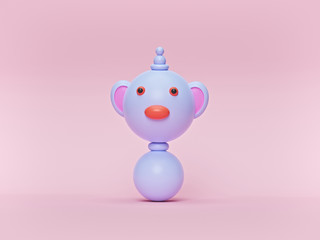 Poster - cartoon style geometric shapes cute character. minimal design. 3d rendering