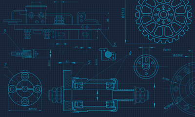 Engineering Drawing Background. Vector Illustration.