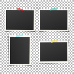 Poster - Set of vintage photo frame with adhesive tape. Vintage style.  Vector illustration with adhesive tapes. Photo realistic Vector EPS10 Mockups. Retro Photo Frame Template for your photos.