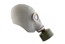 Gas Mask Isolated On White Background With Clipping Path. Environment Pollution.