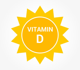 Wall Mural - sun icon, vitamin d production symbol.