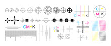 Set Of CMYK Offset Vector Registration Marks Cross Polygraphy For Print And Prepress.
