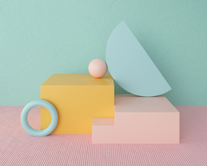 Abstract minimal mock up pastel color Scene, pink geometric shape podium background,3d rendering.