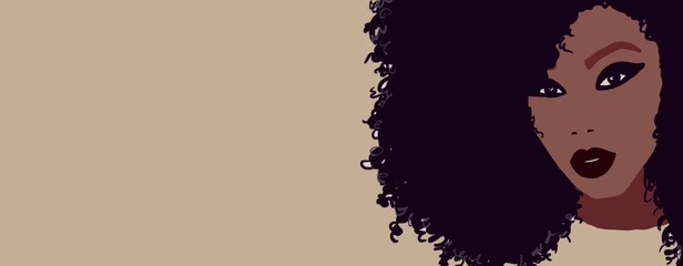 Black woman. hair care. African american girl with afro hair, illustration. African queen 