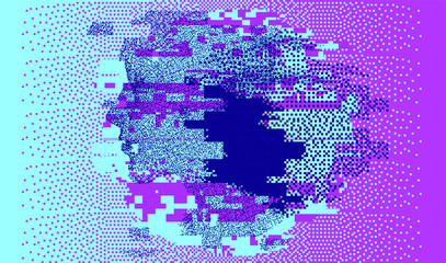 Aufkleber - Human head made of particles. Futuristic cyberpunk style vector illustration, concept of malware and computer viruses.