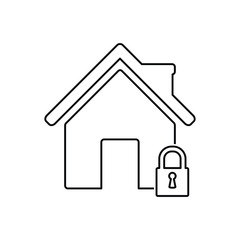 Poster - lockdown icon home icon with lock symbol quarantine stay home sign