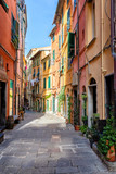 Fototapeta Uliczki - Italian streets, main street of Portovenere in Cinque Terre National Park