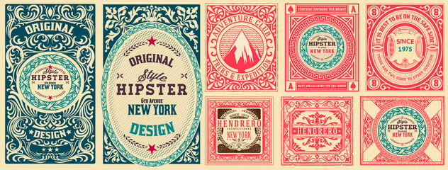 Wall Mural - Set of 8 vintage labels. Vector layered