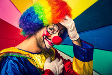 Funny Clown In A Colorful Background