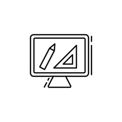 Poster - Desktop, design program icon. Simple line, outline vector elements of design tools for ui and ux, website or mobile application