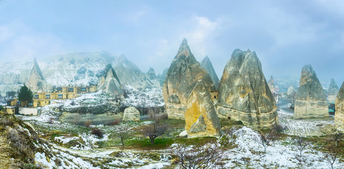 Wall Mural - Panorama of tuff rocks in canyon, Goreme, Cappadocia, Turkey