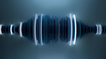 Poster - Colorful 3d render of wave shape. Abstract concept. Artificial intelligence or sound analyzer. Loopable animation. Glow and blue gamma.