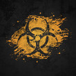 © UA Creative - Printed biohazard wall. Black-orange grunge texture.