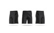 Blank black soccer shorts mock up, front and side view