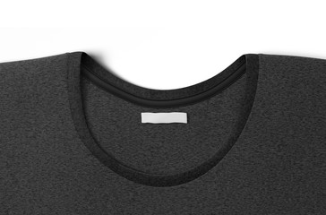 Sticker - Blank black t-shirt collar with white narrow rectangular label mockup