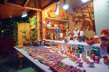 Poster - Typical souvenir stall of the traditional Christmas market