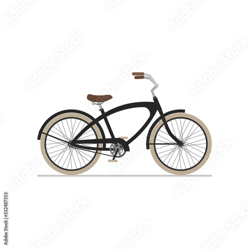 Fotografía Male cruiser bike flat isolated icon on white background.