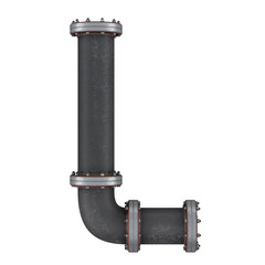 Poster - Letter L from cast iron pipes, 3D rendering