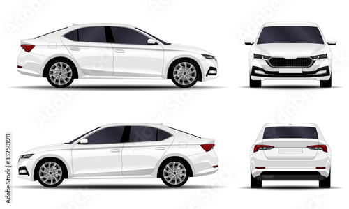 Cuadros en Lienzo realistic car. sedan. side view, front view, back view.