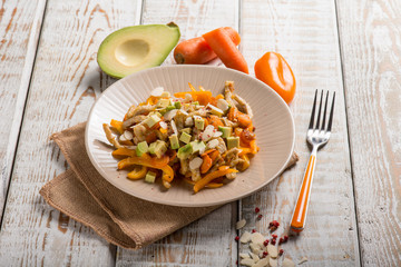 Wall Mural - chicken with avocado capsicum carrot and almond sliced