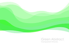 Green Abstract Wave Transition. Light Dark Gradient Green Wavy Stream, Smell, Tulle, Illness. Gradual Change. Transparent Curves. Pistachio Green Blank White Background. Intangible Illustration Vector