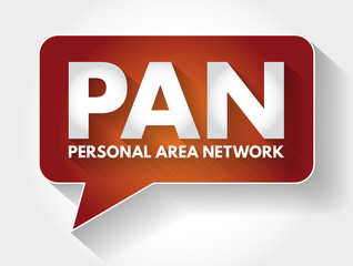Poster - PAN - Personal Area Network acronym message bubble, technology concept background
