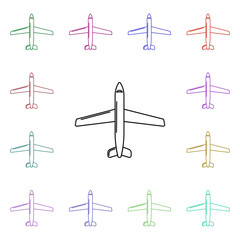 Poster - Aircraft multi color style icon. Simple thin line, outline vector of airport icons for ui and ux, website or mobile application