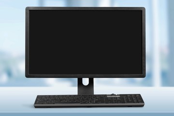 Canvas Print - Modern desktop computer and keyboard on the desk