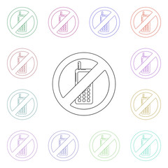 Poster - Ban on the use of mobile phones multi color style icon. Simple thin line, outline vector of airport icons for ui and ux, website or mobile application