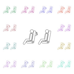 Poster - Passengers on the plane multi color style icon. Simple thin line, outline vector of airport icons for ui and ux, website or mobile application